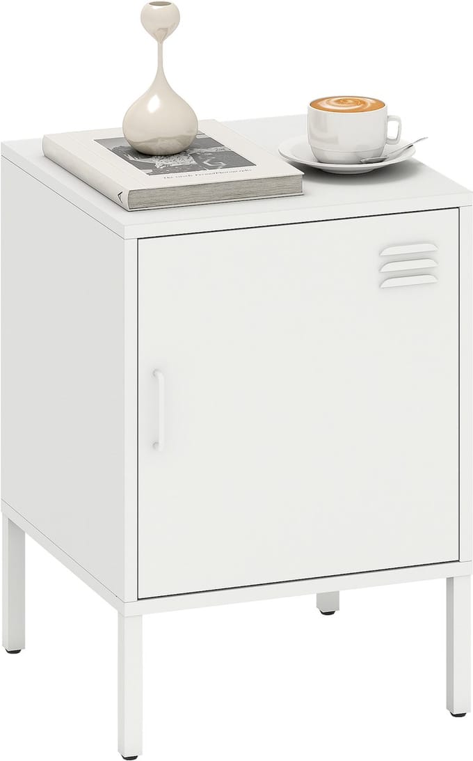 HOMCOM nachtkastje - kast - 40B x 40T x 56H cm - staal - wit