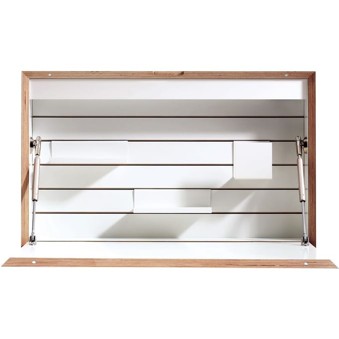 Müller Möbelwerkstätten - FLATBOX secretaire - CPL wit met berk - Techniekpakket 1: led + stopcontact