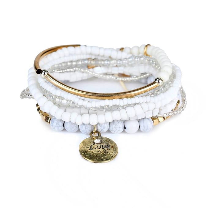 Jomide Armbandjes set - Bohemian Vintage - Wit