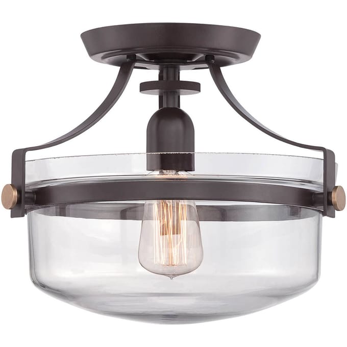 Quoizel LED Plafondlamp Penn Station | 1X E27 Max 60W | Dimbaar | Western Bronze