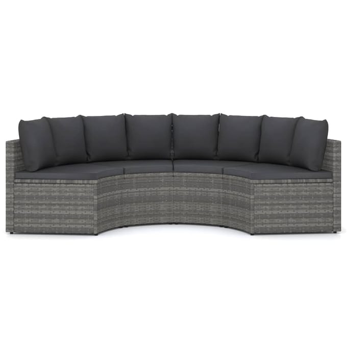 vidaXL - 4-delige - Loungeset - met - kussens - poly - rattan - grijs