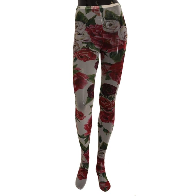 Dolce & Gabbana Dames Witte Bloemenprint Panty Nylon Kousen