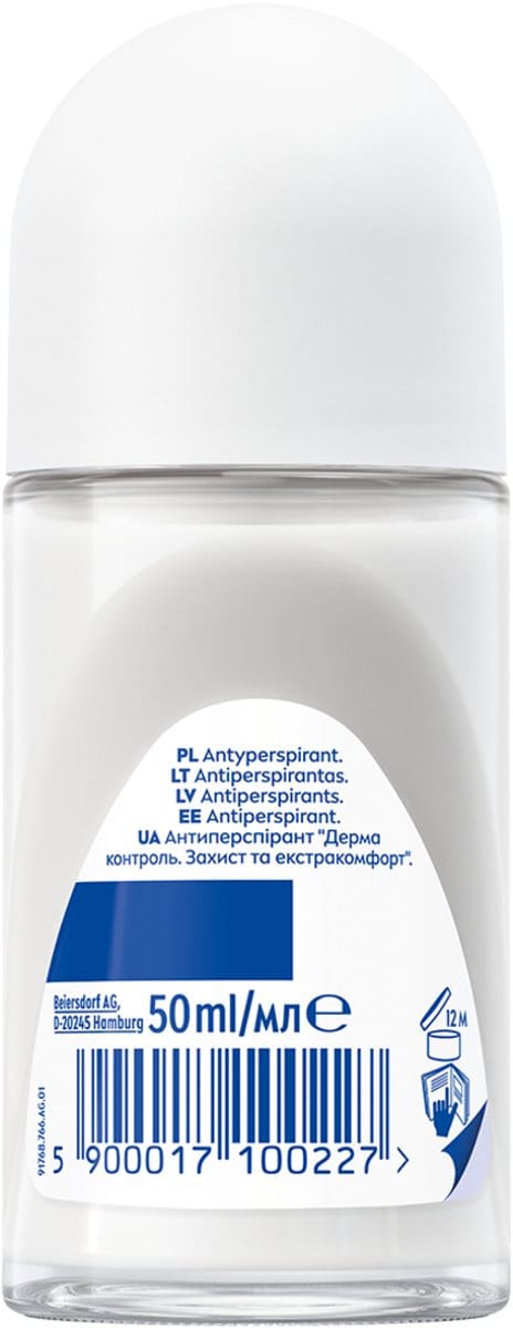 Nivea Derma Control - Antitranspirant Roll-On - 50ml - Huidbescherming - Zonder Alcohol