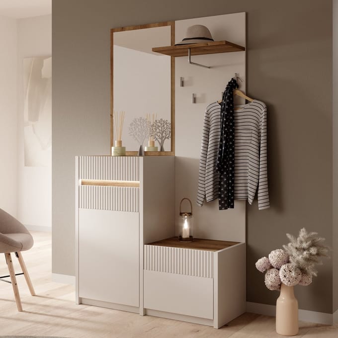Meubella - Orenzo - Kapstok - Beige - 108x42x196 cm