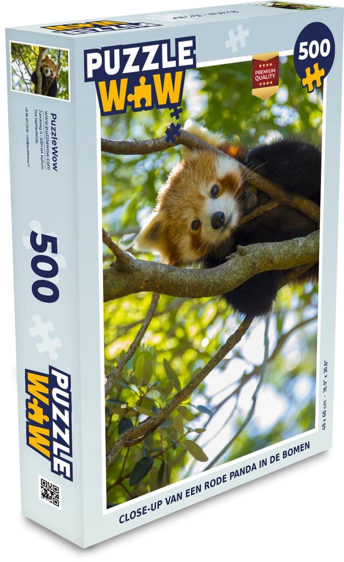 Puzzel Panda - Rood - Close up - Legpuzzel - Puzzel 500 stukjes