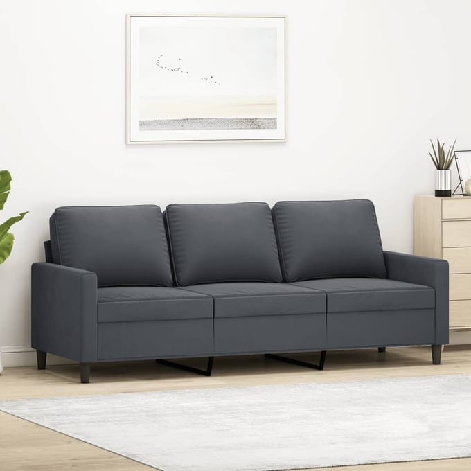 Vidaxl Bank 3-zits, Donkergrijs, 180 Cm, Bekleed met Fluweel