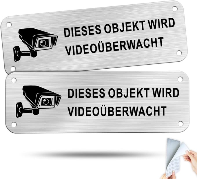 Waarschuwingsbord Videobewaking Aluminium Sticker 15x5 cm