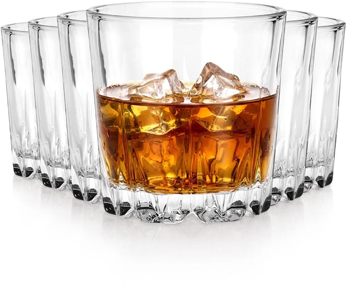 Whiskey Glazen 280 ml 6 stuks - Glas - Set - Waterglazen - Drinkglazen