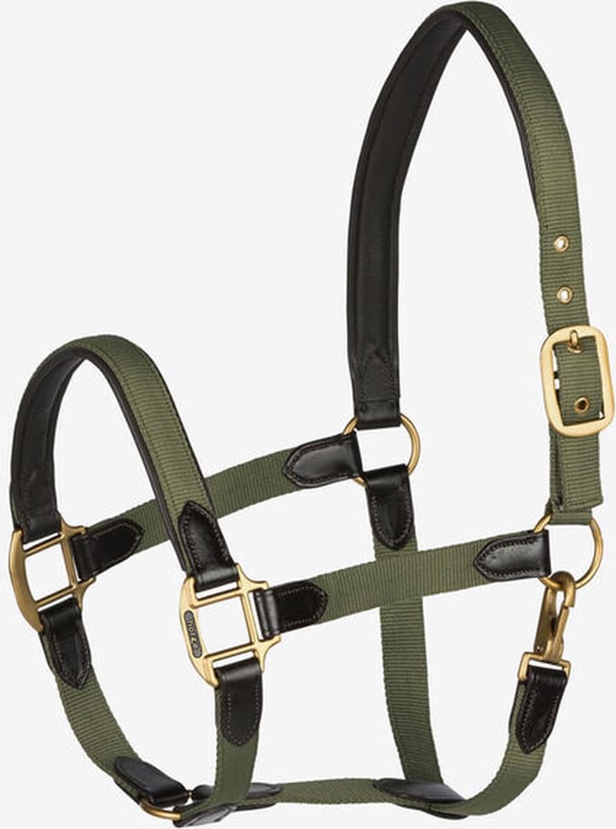 Horze luxe halster leer / nylon - groen - cob