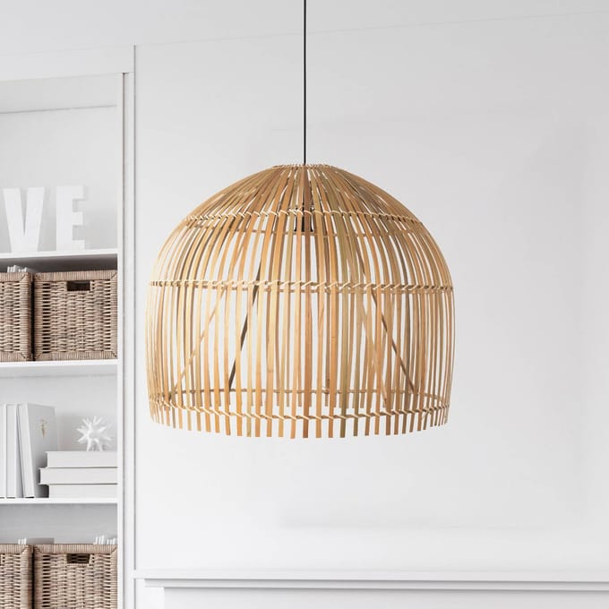 Searchlight Bali hanglamp, Ø 60 cm, bamboe, licht hout, E27