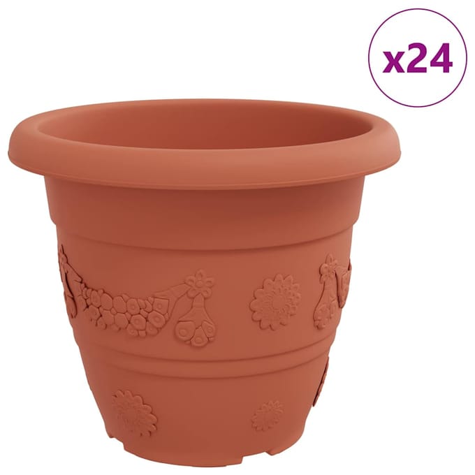 vidaXL - Ronde - Bloempot - 24 - st - Baksteenrood - Ø - 39 - x - 32 - cm - Kunststof