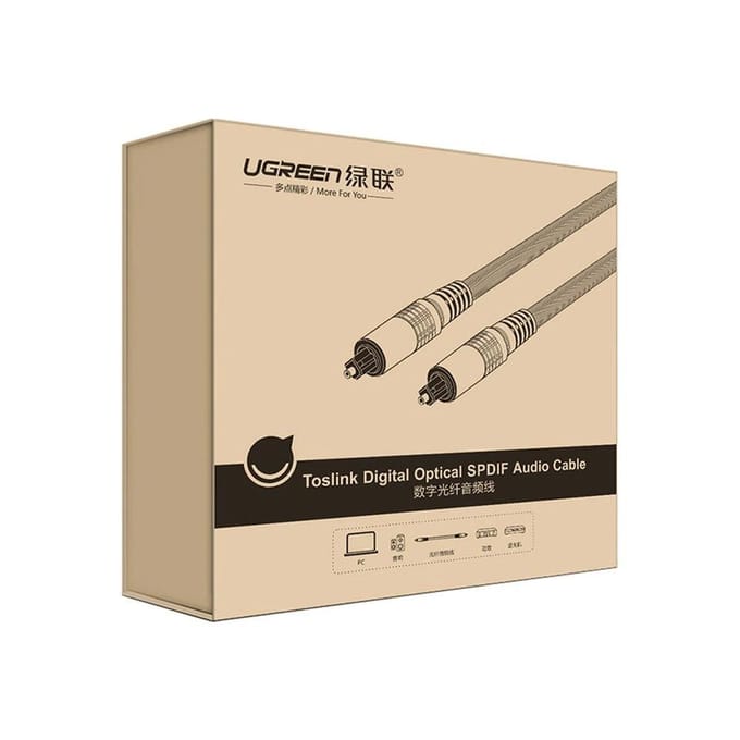 Ugreen AV108 Serie - Optyk Audio Kabel - 2m - Grijs - Nylon Omhulsel