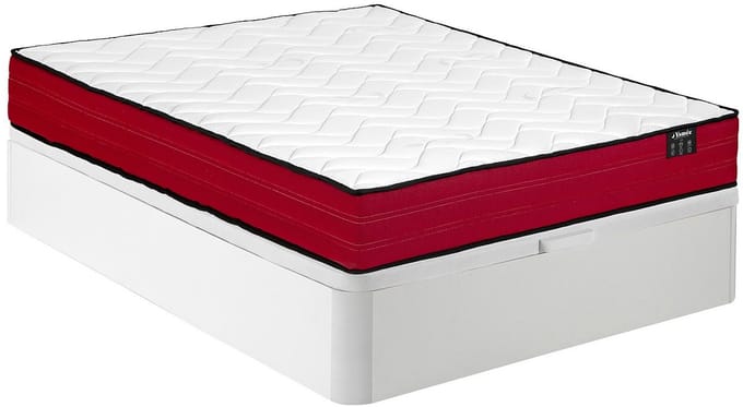 Vente-unique Set 160 x 200 cm bedbodem met opbergruimte wit + pocketveringmatras dikte 20cm - JUBIA van YSMÉE