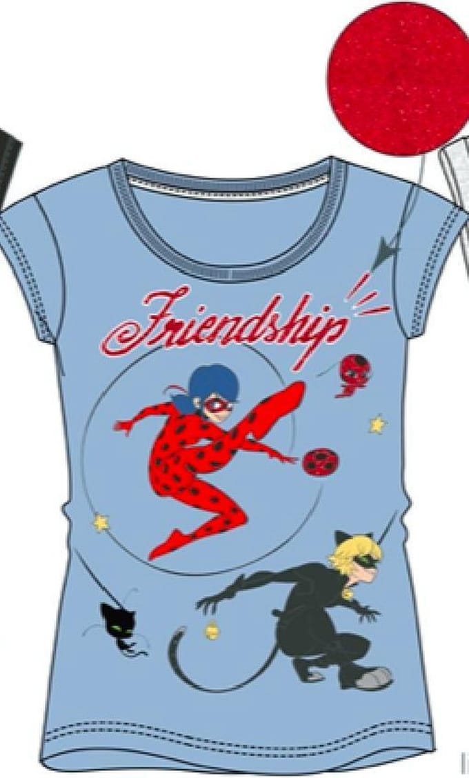 Miraculous ladybug t-shirt - lichtblauw - Maat 110 / 5 jaar