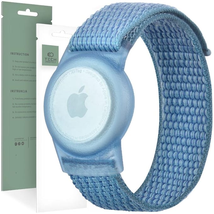 Tech-Protect Nylon Strap for Kids on Apple AirTag - Blue