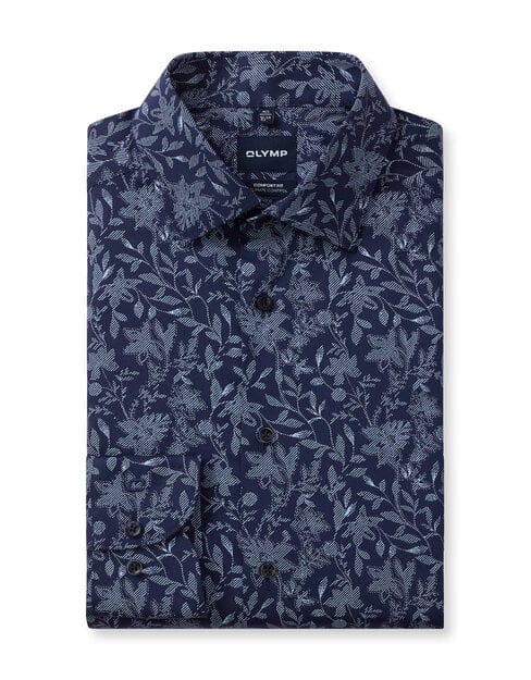 OLYMP Luxor 24/Seven Overhemd, Comfort Fit, New Kent, Marineblauw