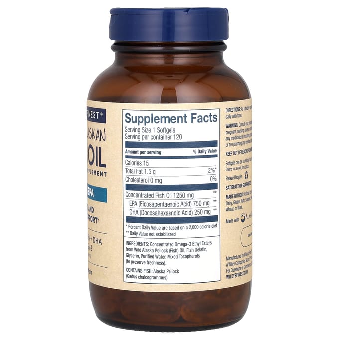 Wiley's Finest, Wilde Alaskaanse Visolie, Hoogste Eicosapentaeenzuur, 120 Softgels