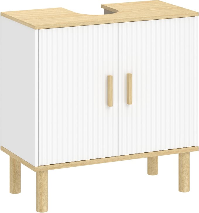 HOMCOM Badkamermeubel - Spaanplaat, Grenenhout - 60 x 30 x 61 cm - Wit