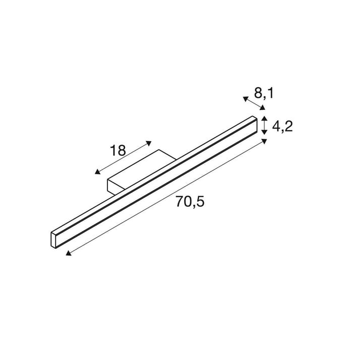 SLV LED badkamer wandlamp One Linear, 70 cm, messingkleurig