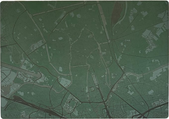 Place Maps Placemat Skyline Amsterdam - Dancing Houses - Kunstleer - Zwart - 1 Stuk