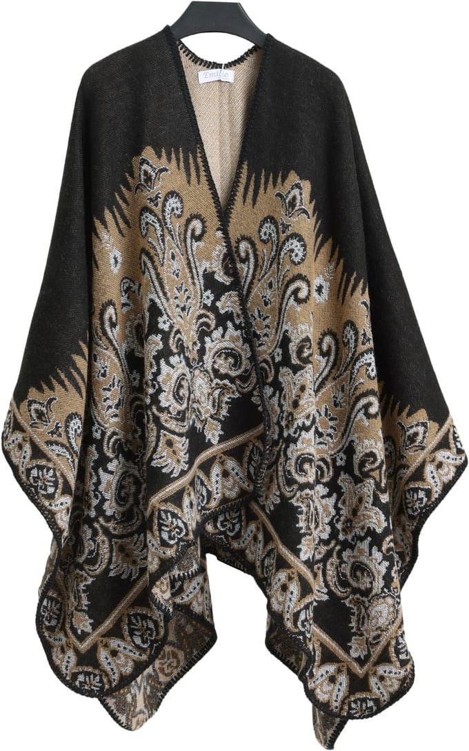 Emilie scarves - poncho - cape - omslagdoek - zwart