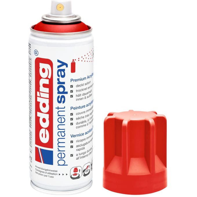 edding Spray 5200, 200 ml, premium acryllak mat, spuitbreedte ca. 50-60 mm, rood mat