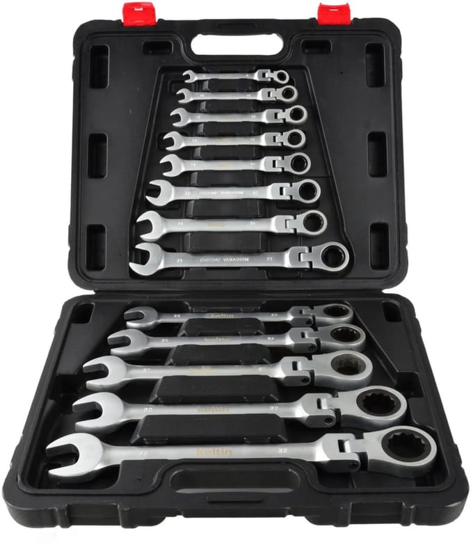 Keltin Reversible ratelsleutelset - 8-32 mm - 13-delig - Chroom-Vanadium - Elliptisch ontwerp