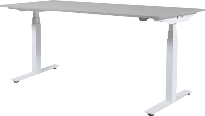 Zit Sta Bureau - Plus Elektrisch 180x80 grijs - wit frame