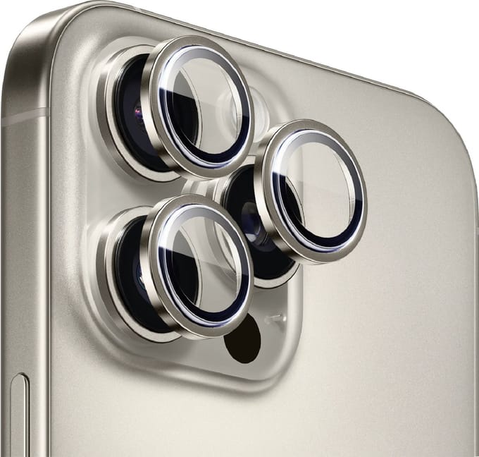 iPhone 16 Pro / 16 Pro Max Camera Lens Screen Protector Titanium Gray - Screenprotector - Camera Protector iPhone 16 Pro