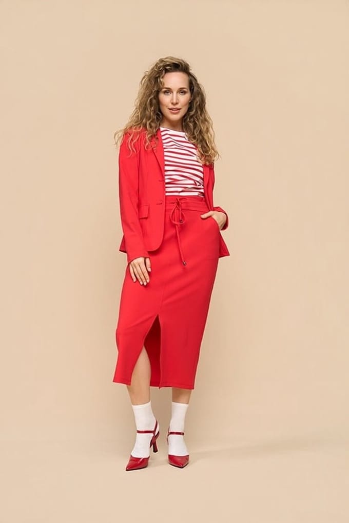 MI PIACE - Bonded Travel Pencil Rok Uni 202780 Red - Maat : M