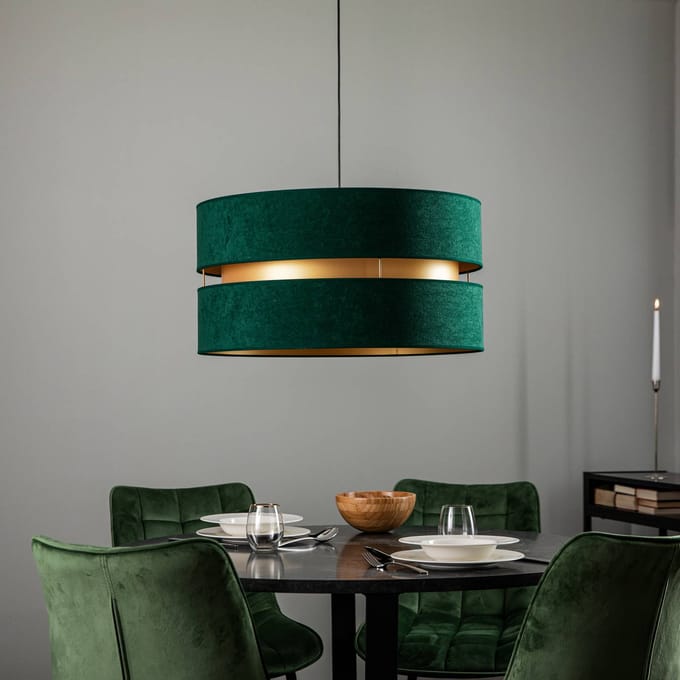 Duolla Hanglamp Duo, groen/goud, Ø 60 cm, 1-lichts