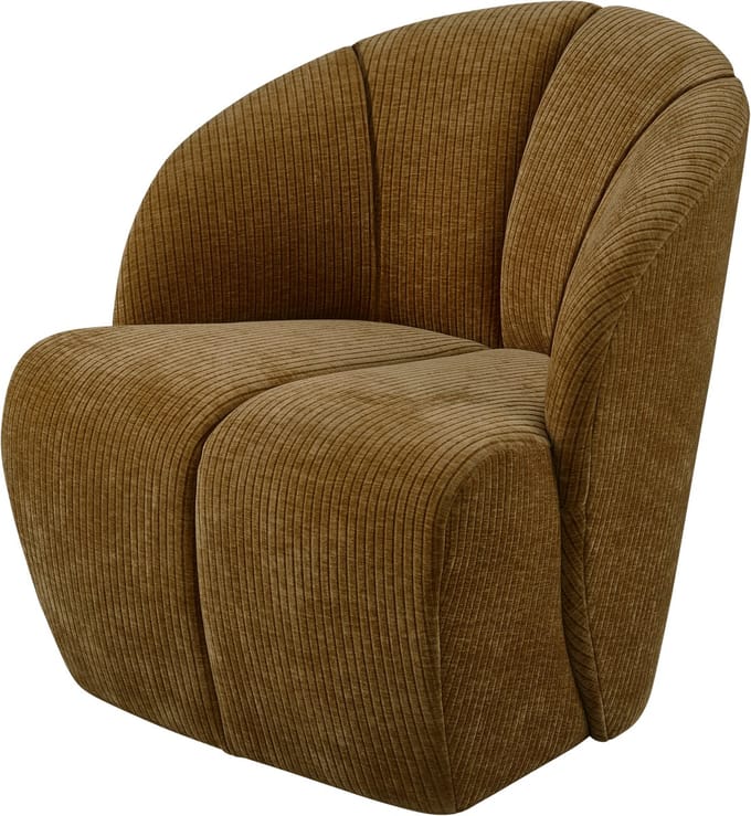WOOOD Mojo Draaifauteuil - Ribstof - Honing Geel - 75x68x77