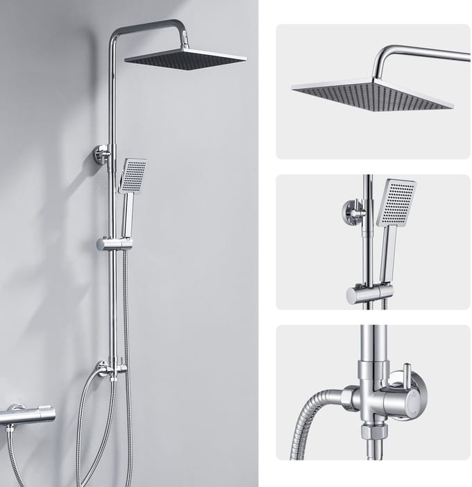 DERW Max Douchesysteem Met omstelling - Regendouche - 109 cm Stang - Chroom