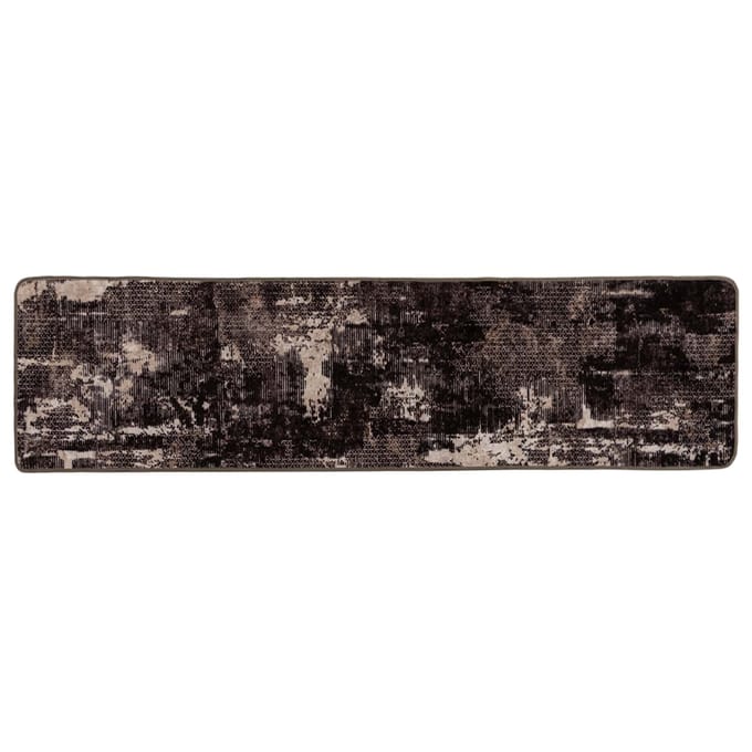 vidaXL - Tapijt - Runner - MARSA - Zwart - en - Wit - 80 - x - 400 - cm - Polyester - en - PVC