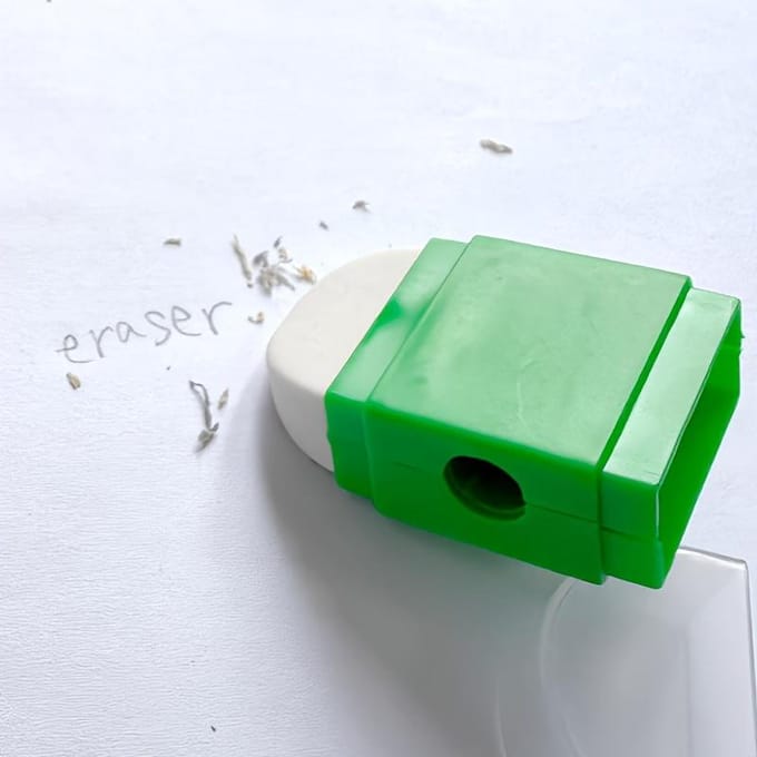 Taille-crayon 2-en-1 avec gomme: Taille-crayon de bureau portable de poche avec compartiment à copeaux - Convient aux 14 ans et plus bleu