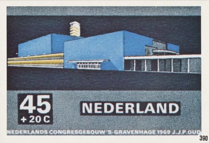 Briefkaart met afbeelding Nederlands Congresgebouw 1969 postzegel