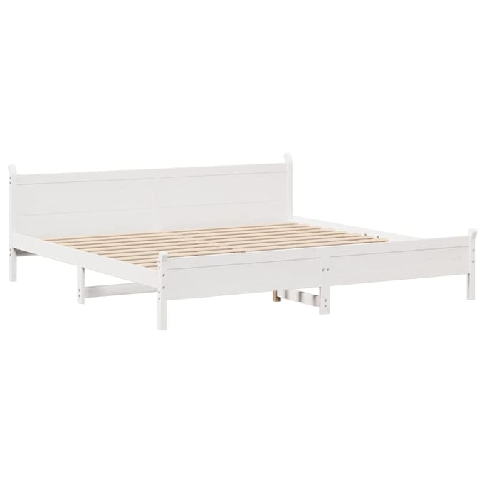 vidaXL - Bedframe - zonder - matras - massief - grenenhout - wit - 180x200 - cm
