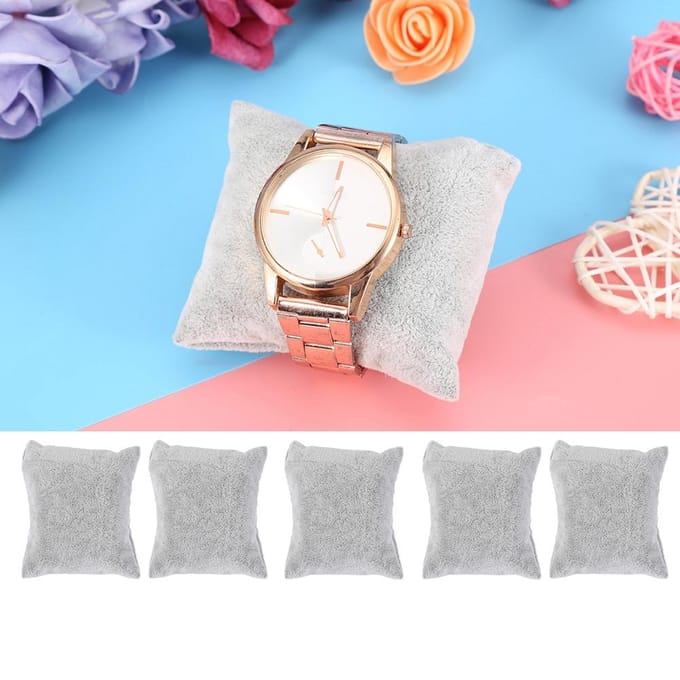 Fluweel Sieraden Display Kussen Horloge Armband Armband Standaard Houder Opbergorganizer (Grijs) zwart