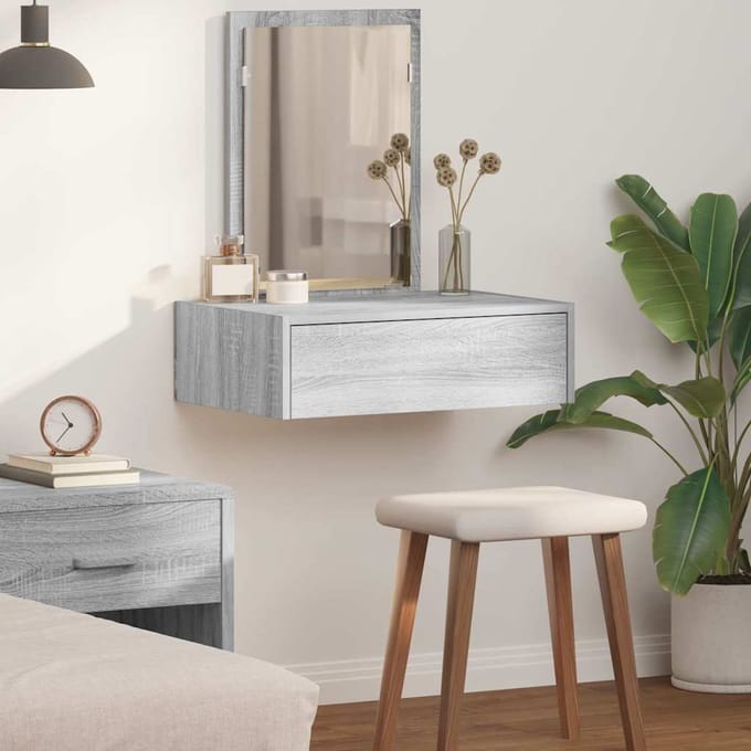 vidaXL - Kaptafel - Grijs - 60 - x - 40 - x - 70 - cm - Bewerkt - hout