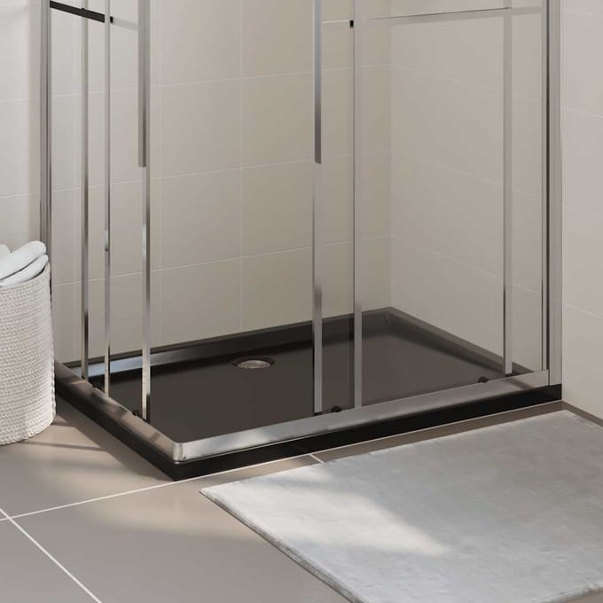 vidaXL - Douchebak - rechthoekig - 80x120 - cm - ABS - zwart