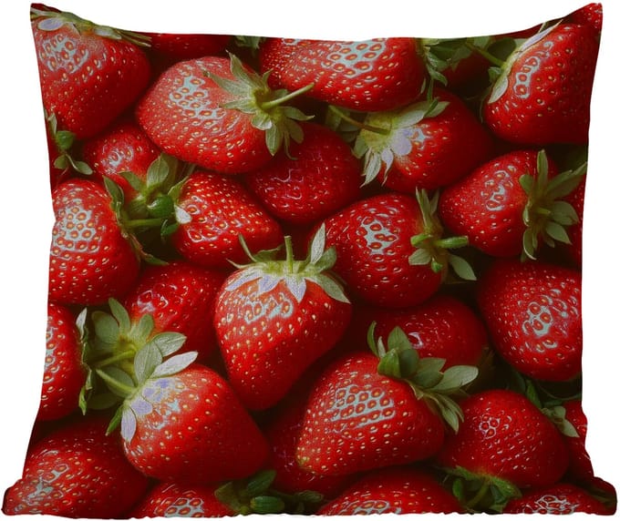 Sierkussen Buiten - Aardbei - Fruit - Rood - 60x60 cm - Weerbestendig