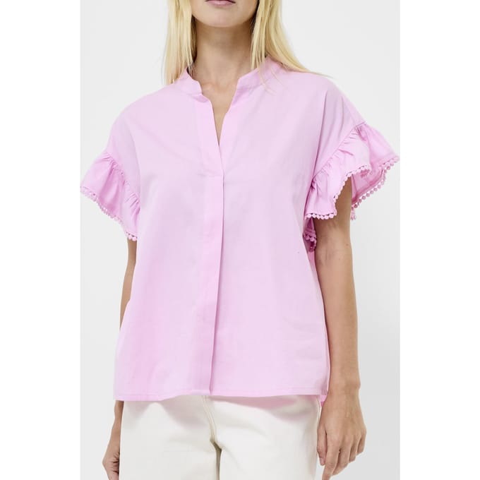 French Connection Sindey Cotton Half Placket Shi Violet Pink Größe: L | Blusen Outlet | Damen | Rosa