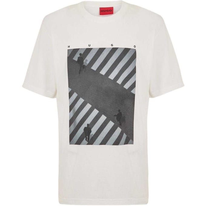 Hugo Mannen Road Katoen Logo T-Shirt (Wit)