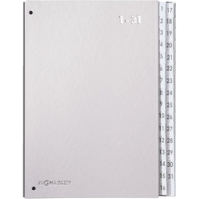 PAGNA sorteermap Silver, voor A4, 1 - 31, 32 waaiers, zilver metallic