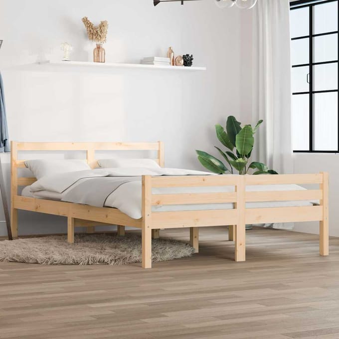 vidaXL - Bedframe - massief - hout - 135x190 - cm