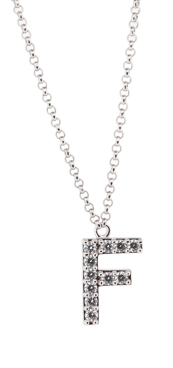 Orphelia Zilver Alphabet hanger met ketting 44 cm Zirconium