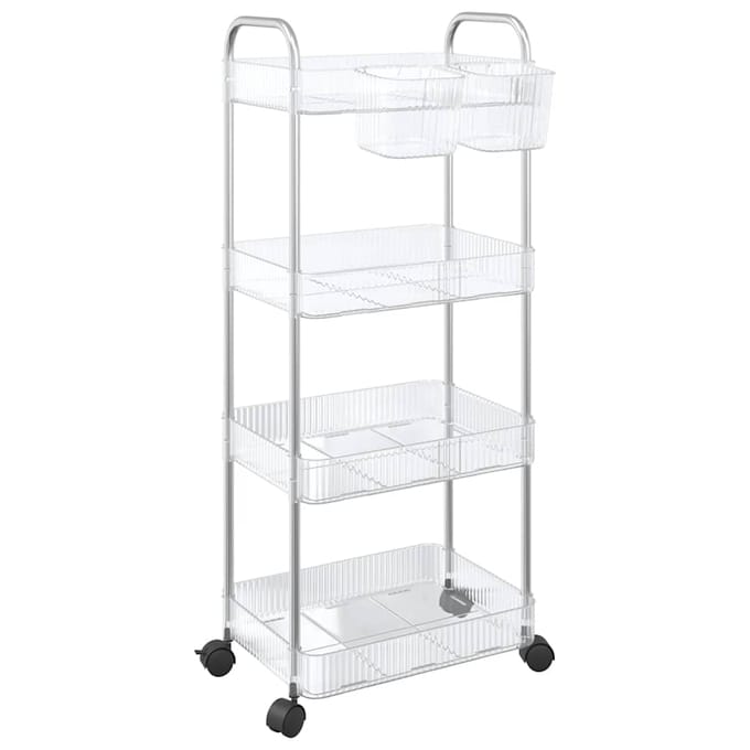 vidaXL - Opbergtrolley - 4-laags - 37x28x95 - cm - acryl - transparant