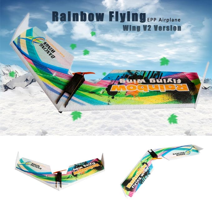 Dancing Wings Hobby E0511 Rainbow Flying Wing V2 RC-vliegtuig 800 mm spanwijdte Delta Wing-staartduwer