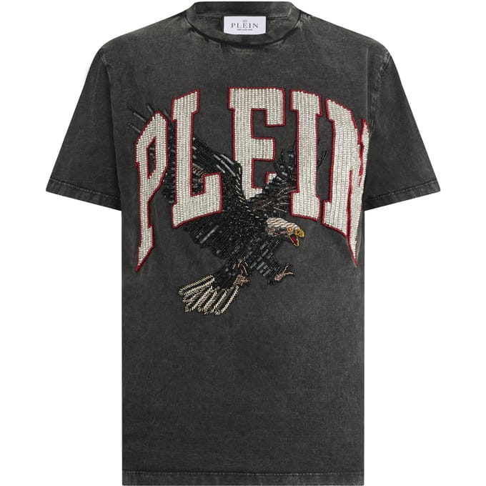Washed Round Neck T-Shirt Plein Eagle
