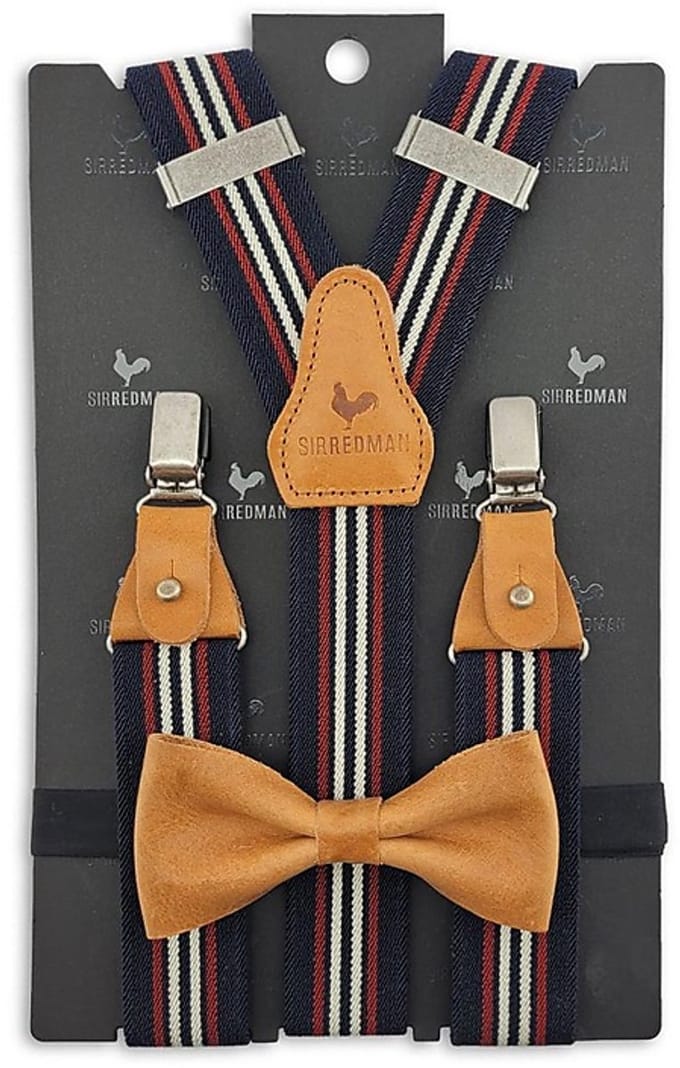 Sir Redman - Bretels met strik - bretels combi pack William Worker - blauw / rood / wit / bruin